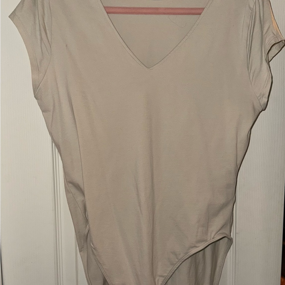 Old Navy Cream Asymmetrical Bodysuit